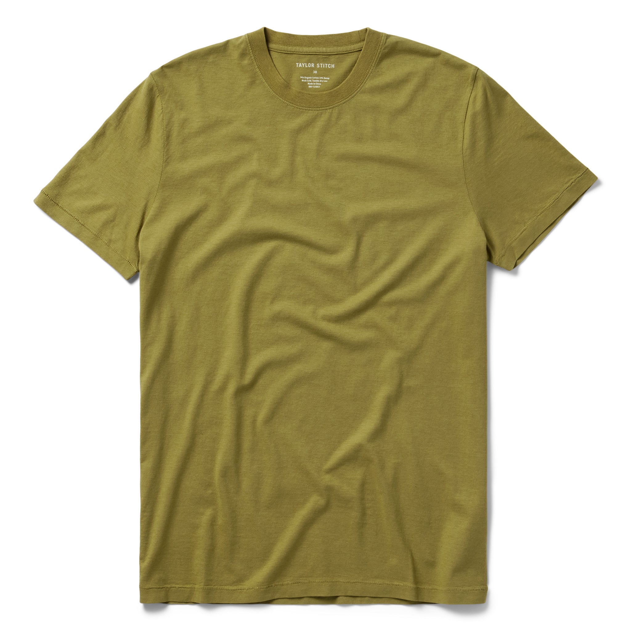 flatlay of The Cotton Hemp Tee in Juniper, Knits by Taylor Stitch