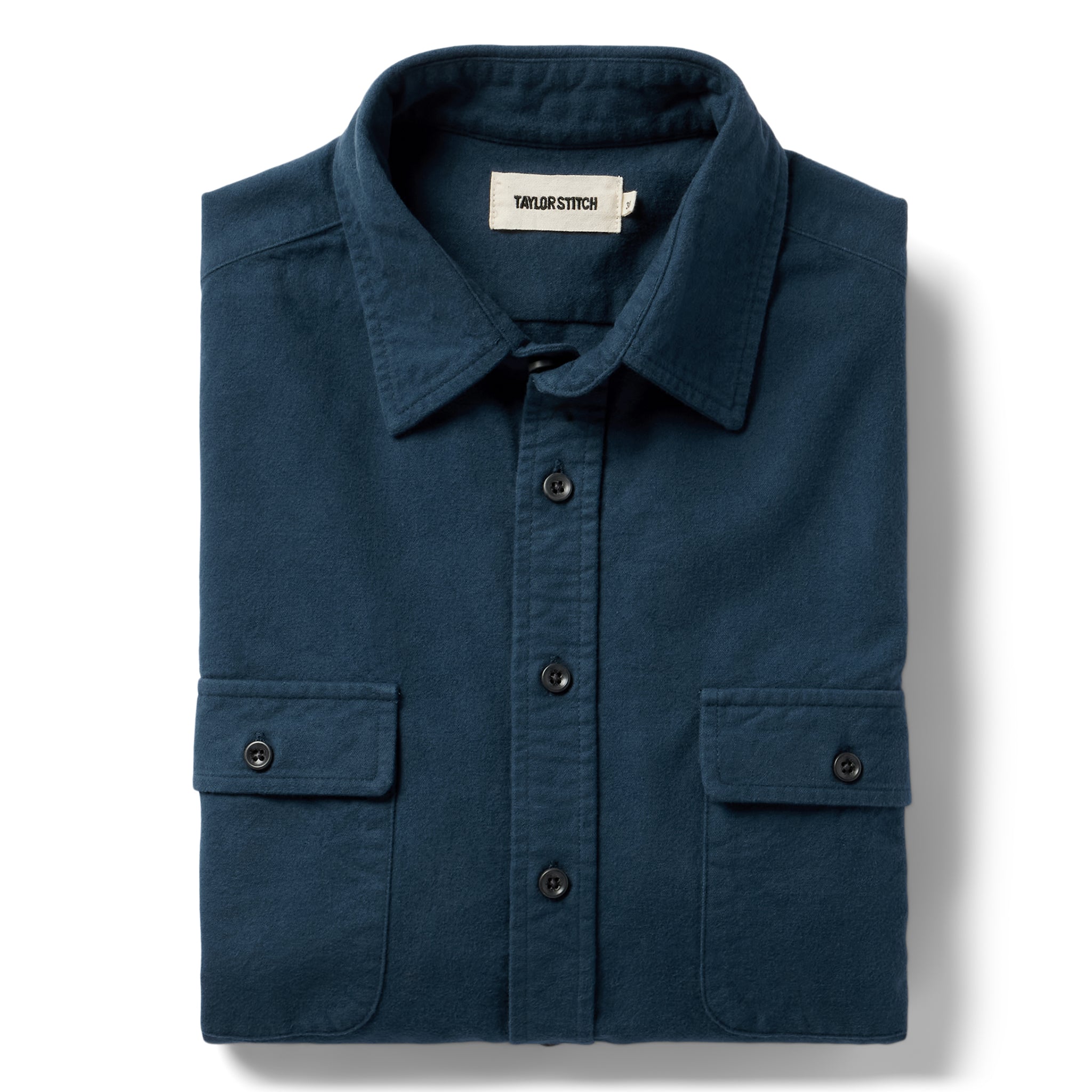 folded flatlay of The Yosemite in Prussian Blue, Wovens by Taylor Stitch