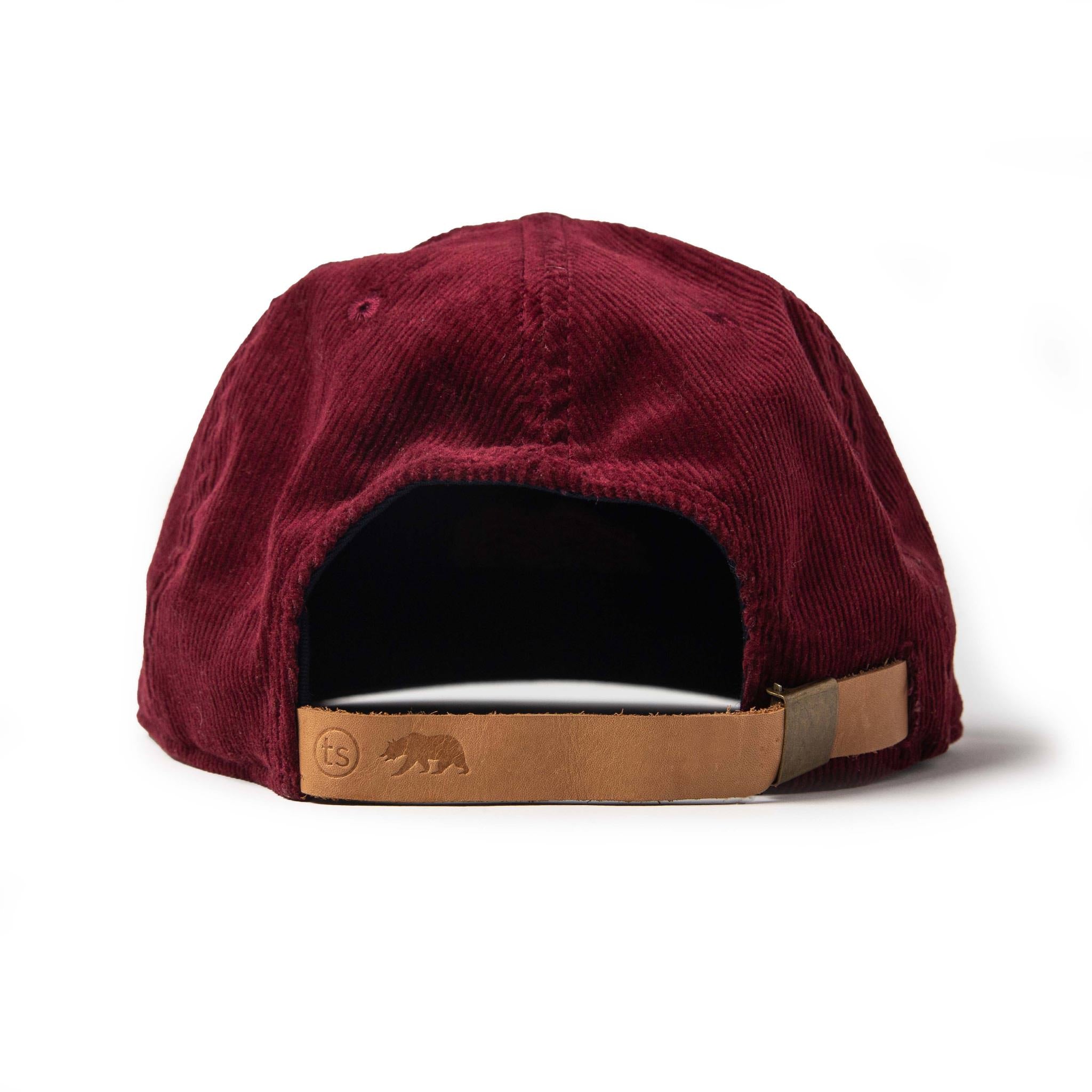 material shot of The Ball Cap in Burgundy Cord from the back, Accessories by Taylor Stitch