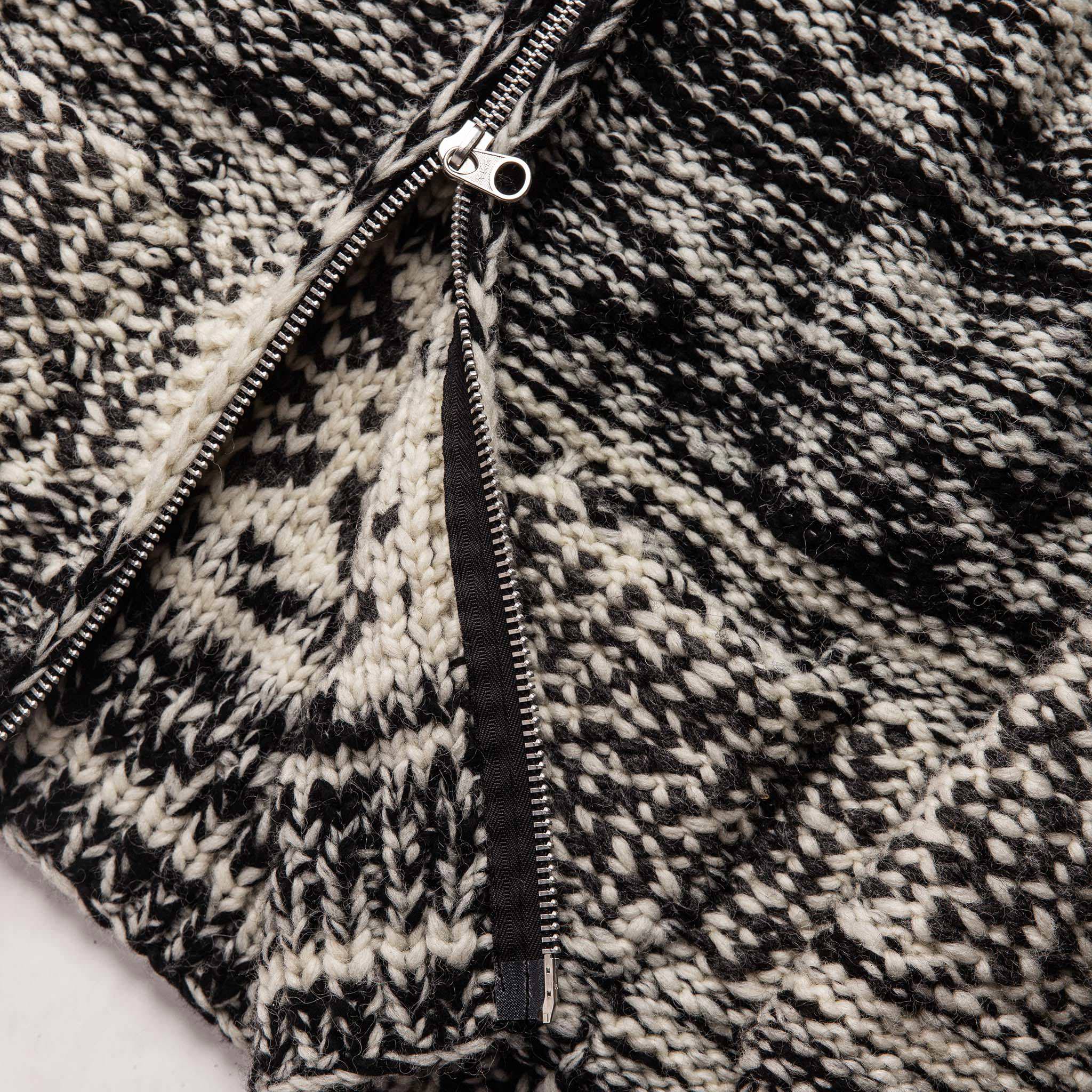 material shot of The Seawall Hand-knit Sweater with the zipper open, Knits by Taylor Stitch