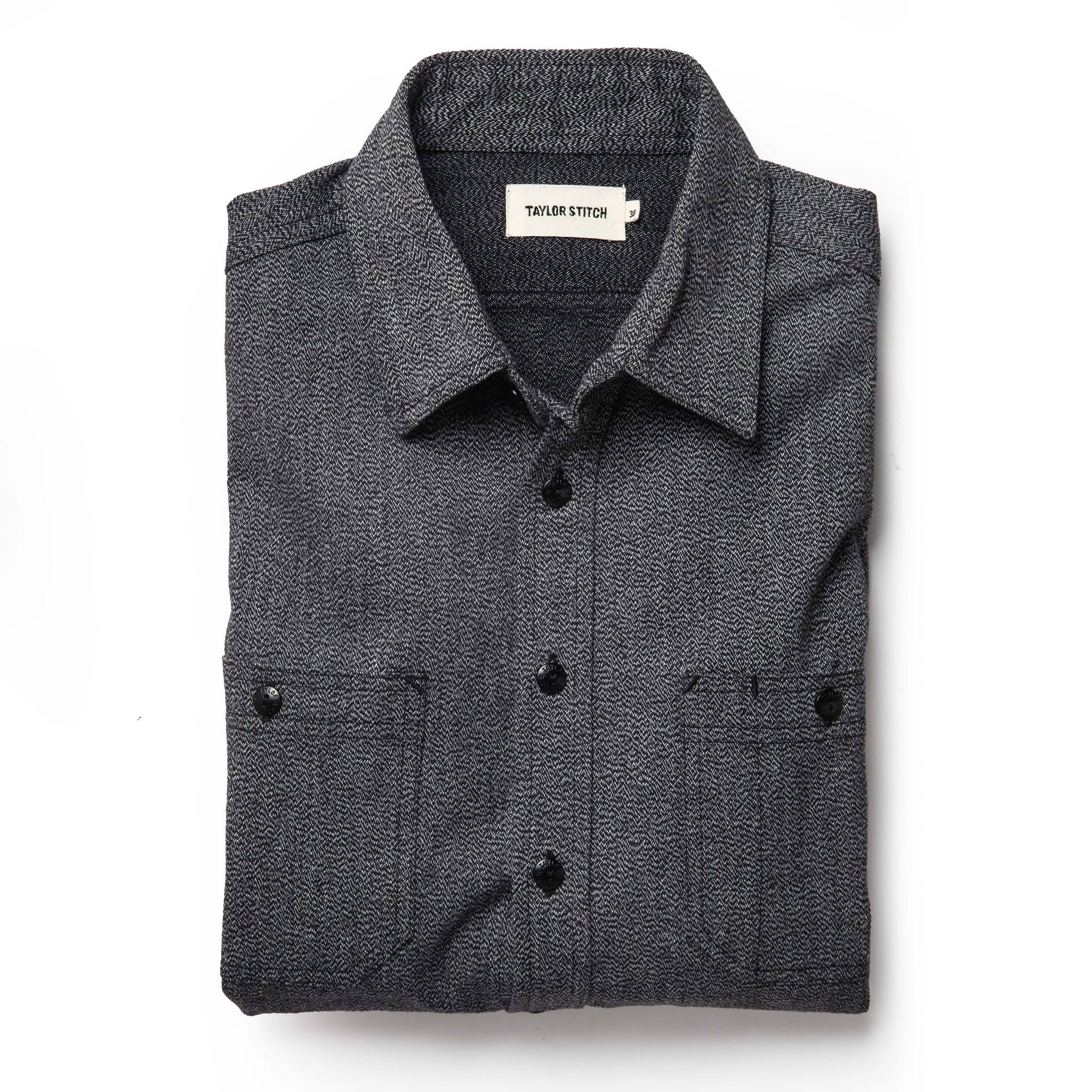 flatlay of The Utility Shirt in Salt and Pepper Twill, Wovens by Taylor Stitch
