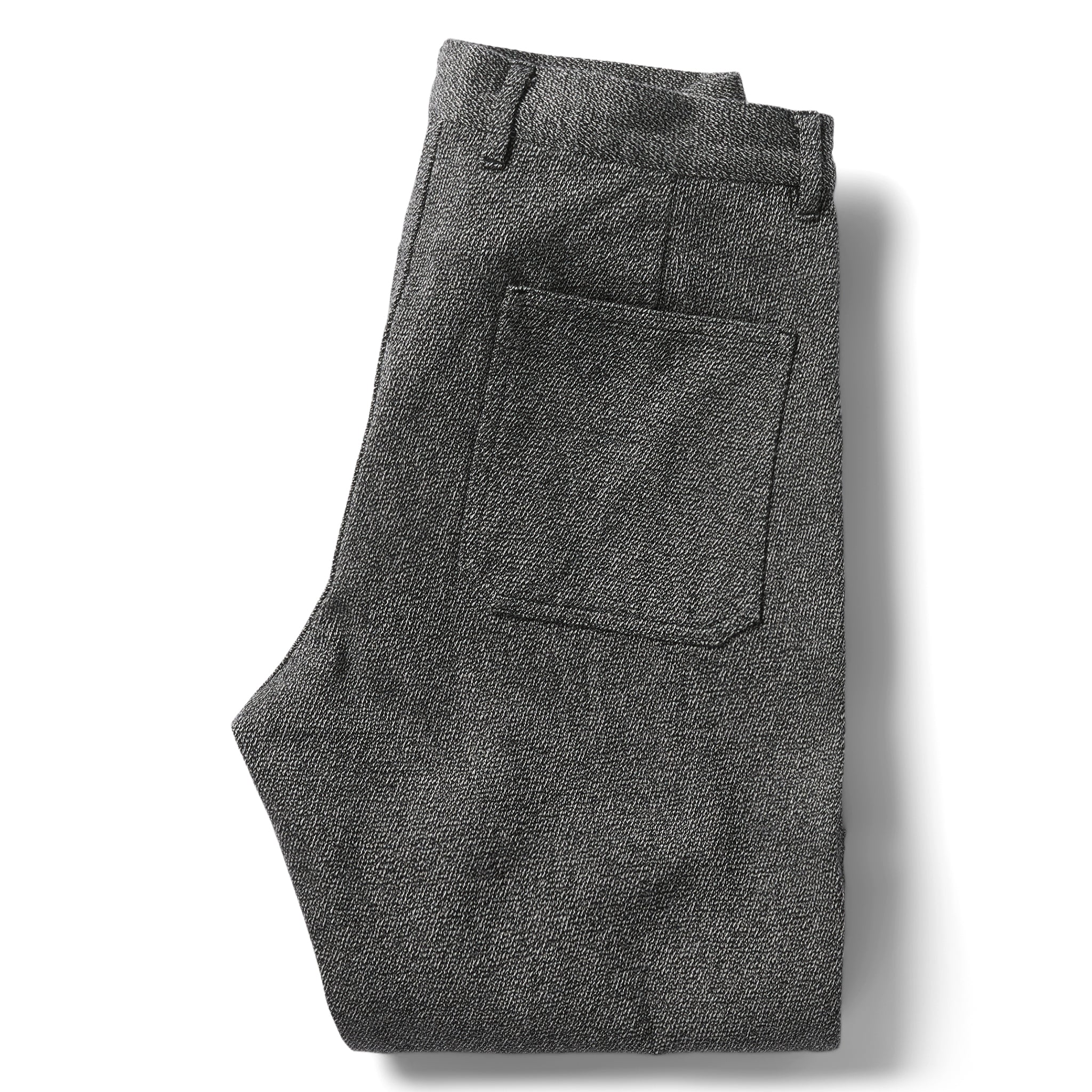 flatlay of the back of The Camp Pant in Indigo Salt and Pepper  folded, Bottoms by Taylor Stitch