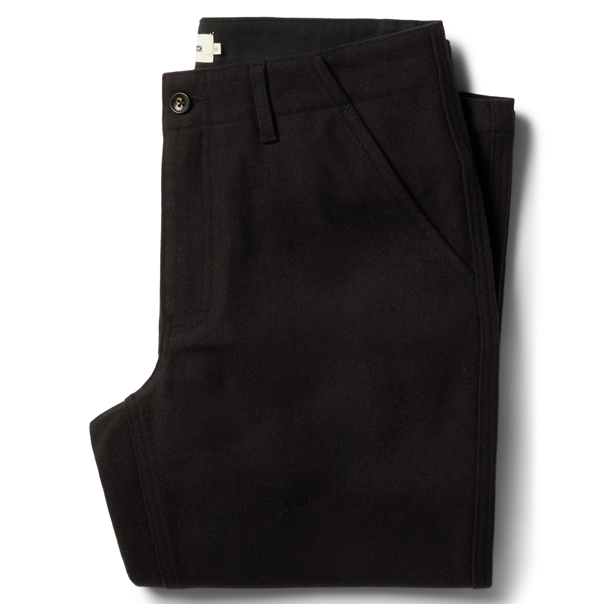flatlay of The Carnegie Pant in Espresso Wool folded, Bottoms by Taylor Stitch