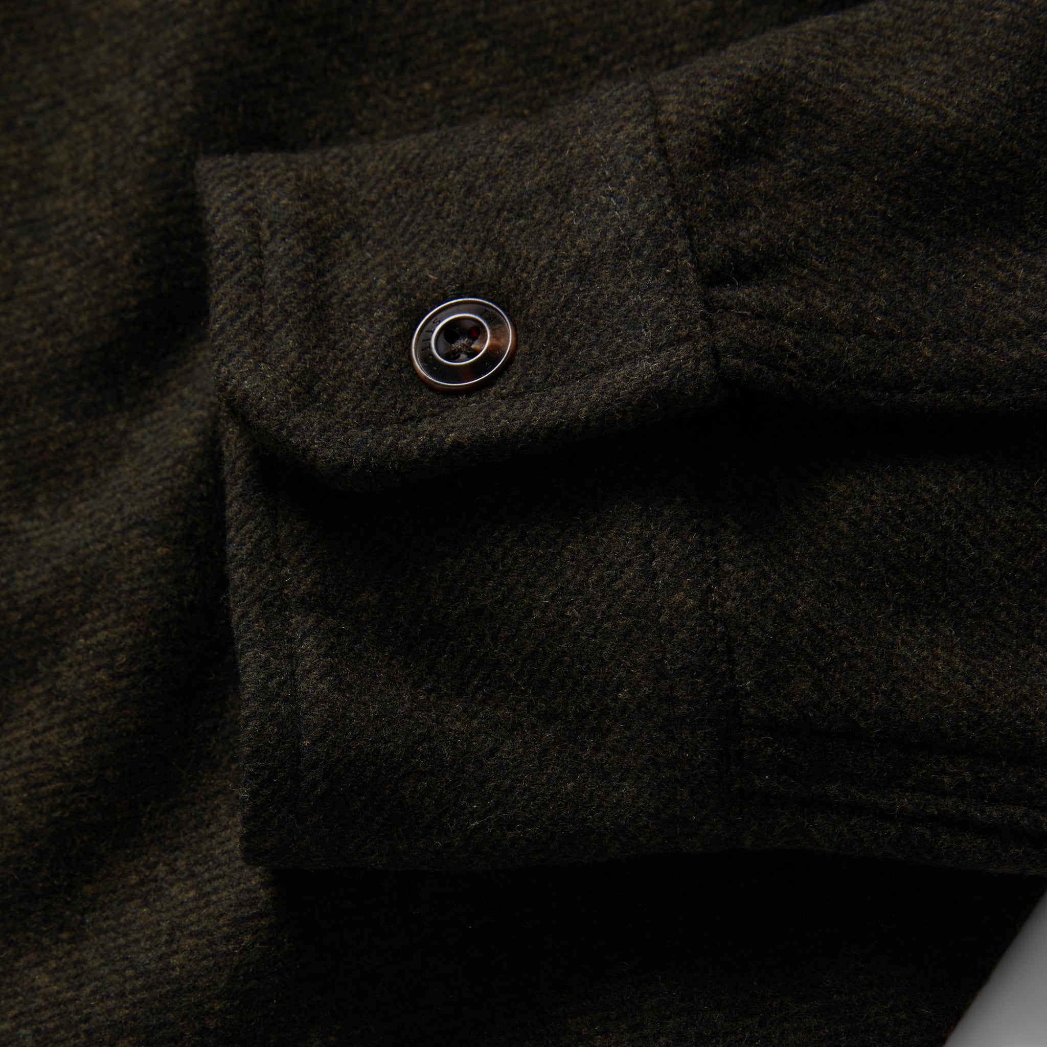 material shot of the cuff on The Maritime Shirt Jacket in Evergreen Twill, Wovens by Taylor Stitch