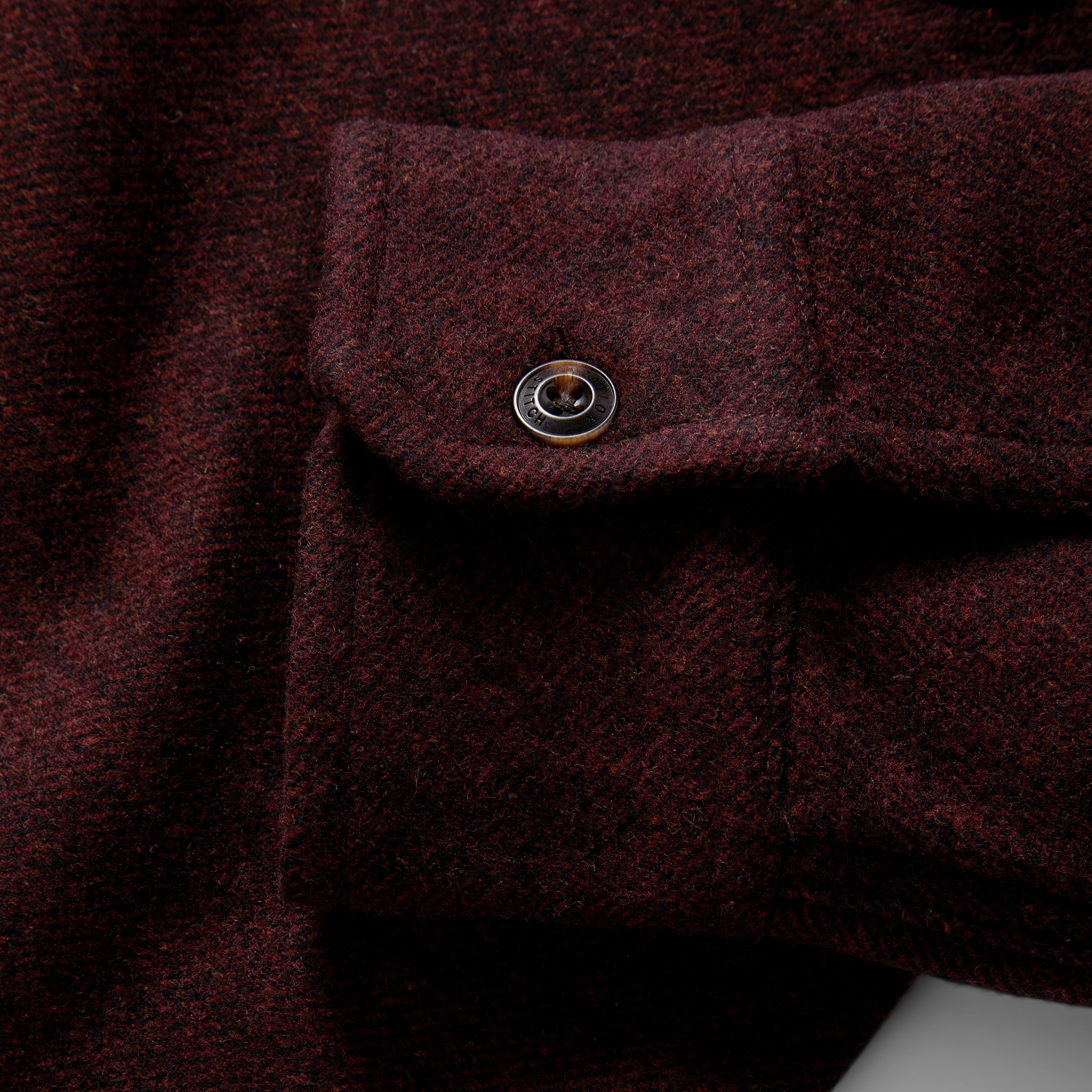 material shot of the cuffs on The Maritime Shirt Jacket in Port Twill, Wovens by Taylor Stitch