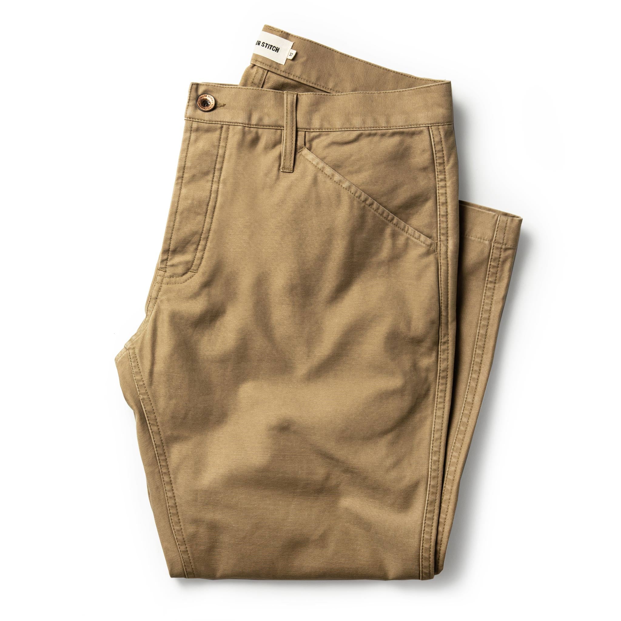 The Camp Pant in Khaki Reverse Sateen: Featured Image, Bottoms by Taylor Stitch