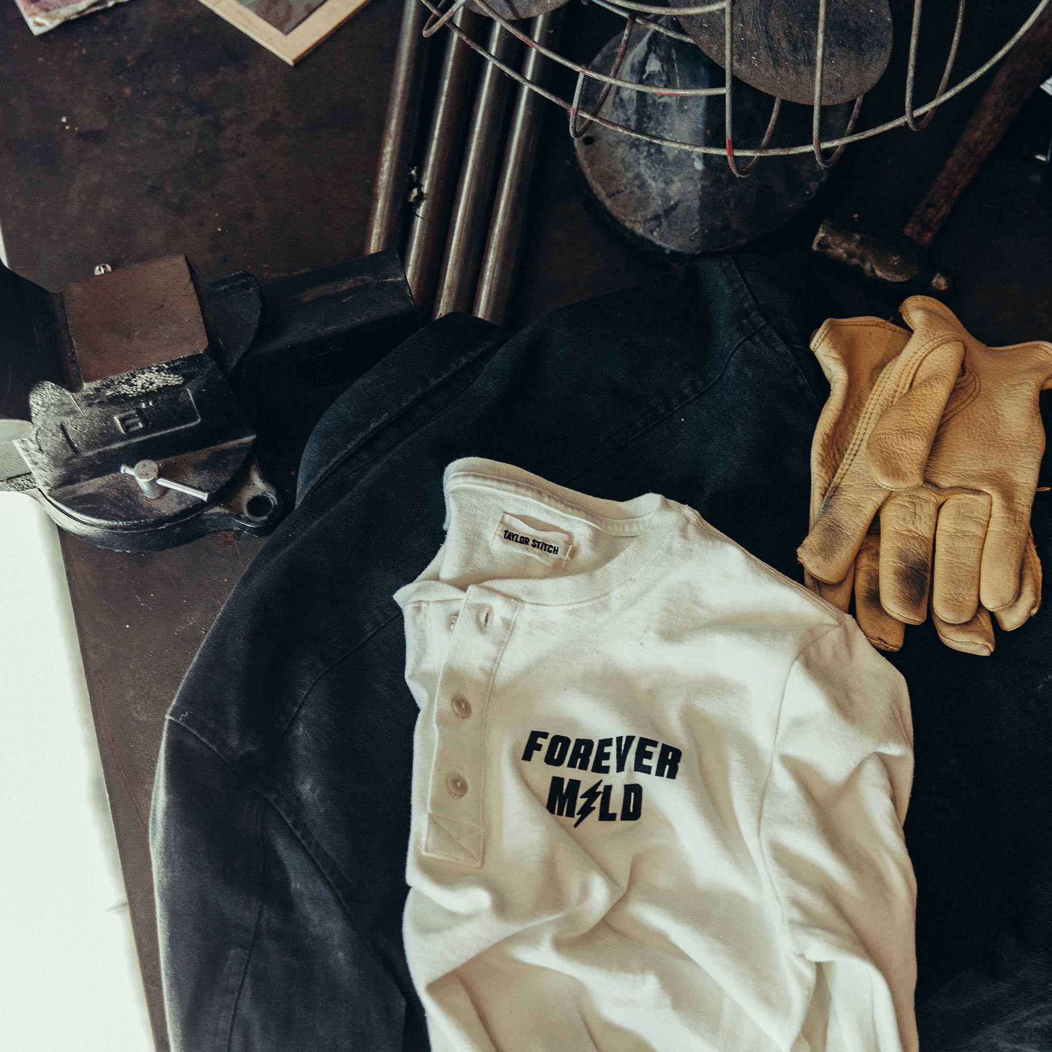 textural shot of The Brother Moto Heavy Bag Henley in Forever Mild, Knits by Taylor Stitch