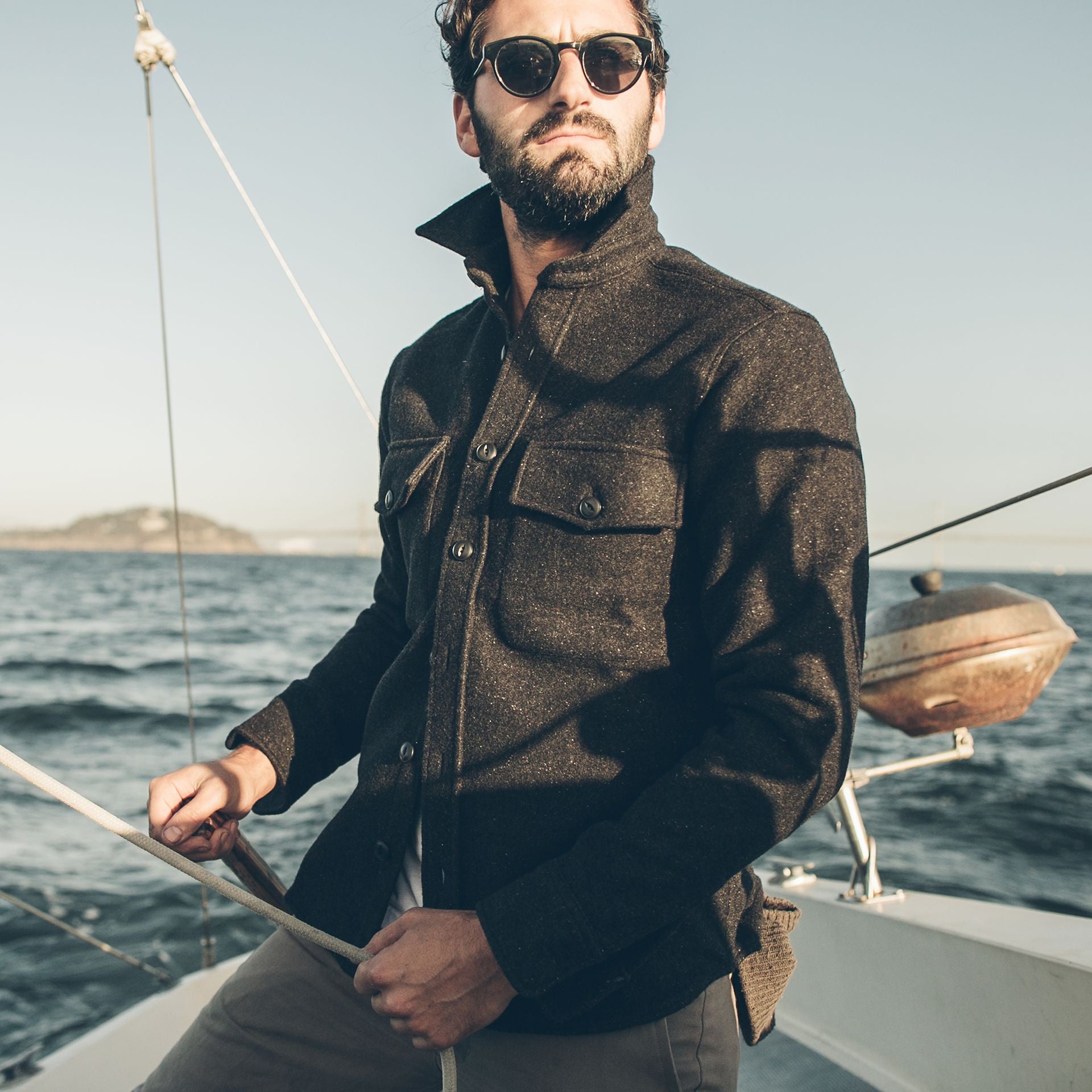 The Maritime Shirt Jacket in Charcoal Donegal Wool: Alternate Image 3, Wovens by Taylor Stitch