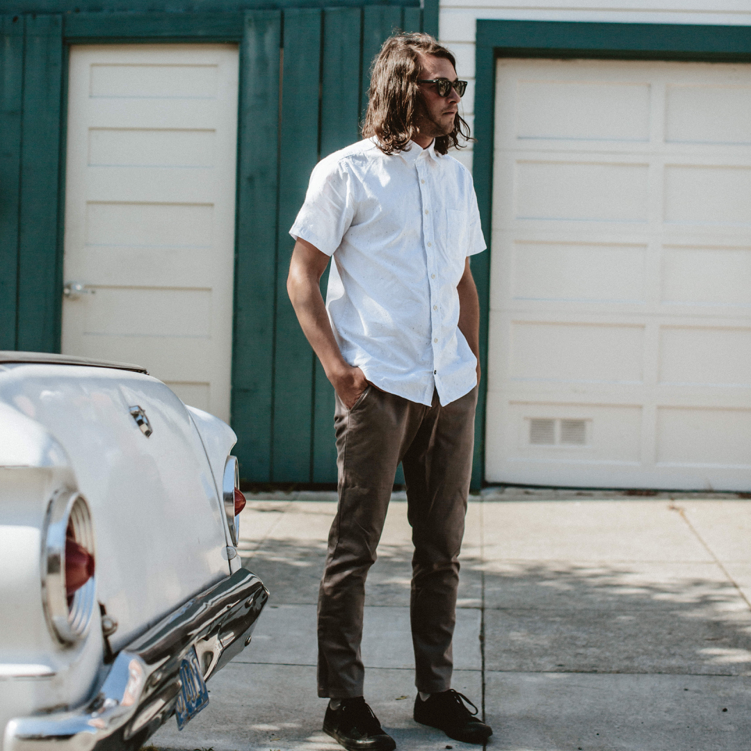 The Short Sleeve California in White Spacedye: Alternate Image 4, Wovens by Taylor Stitch