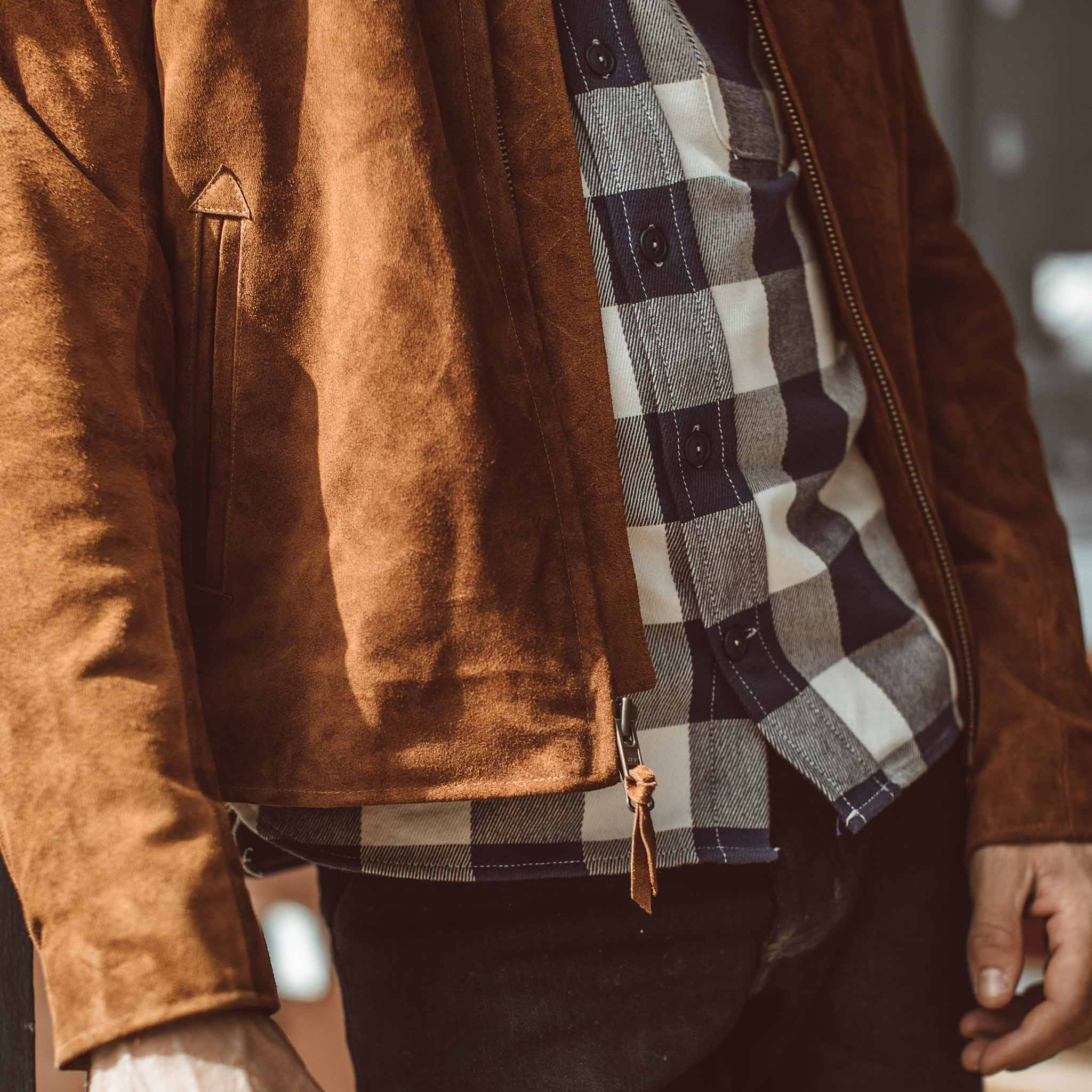 The Moto Jacket in Tobacco Weatherproof Suede: Alternate Image 4, Outerwear by Taylor Stitch