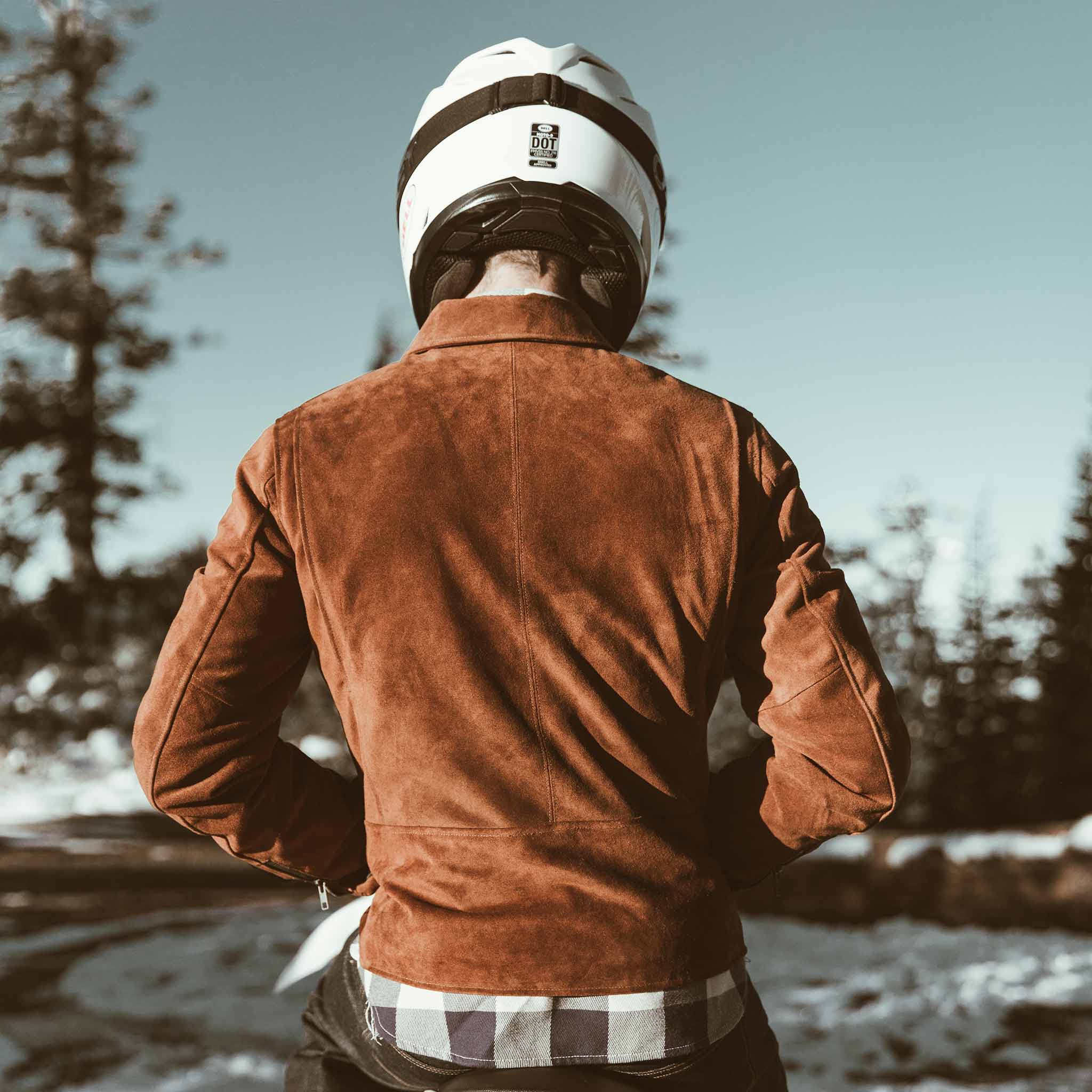 The Moto Jacket in Tobacco Weatherproof Suede: Alternate Image 3, Outerwear by Taylor Stitch