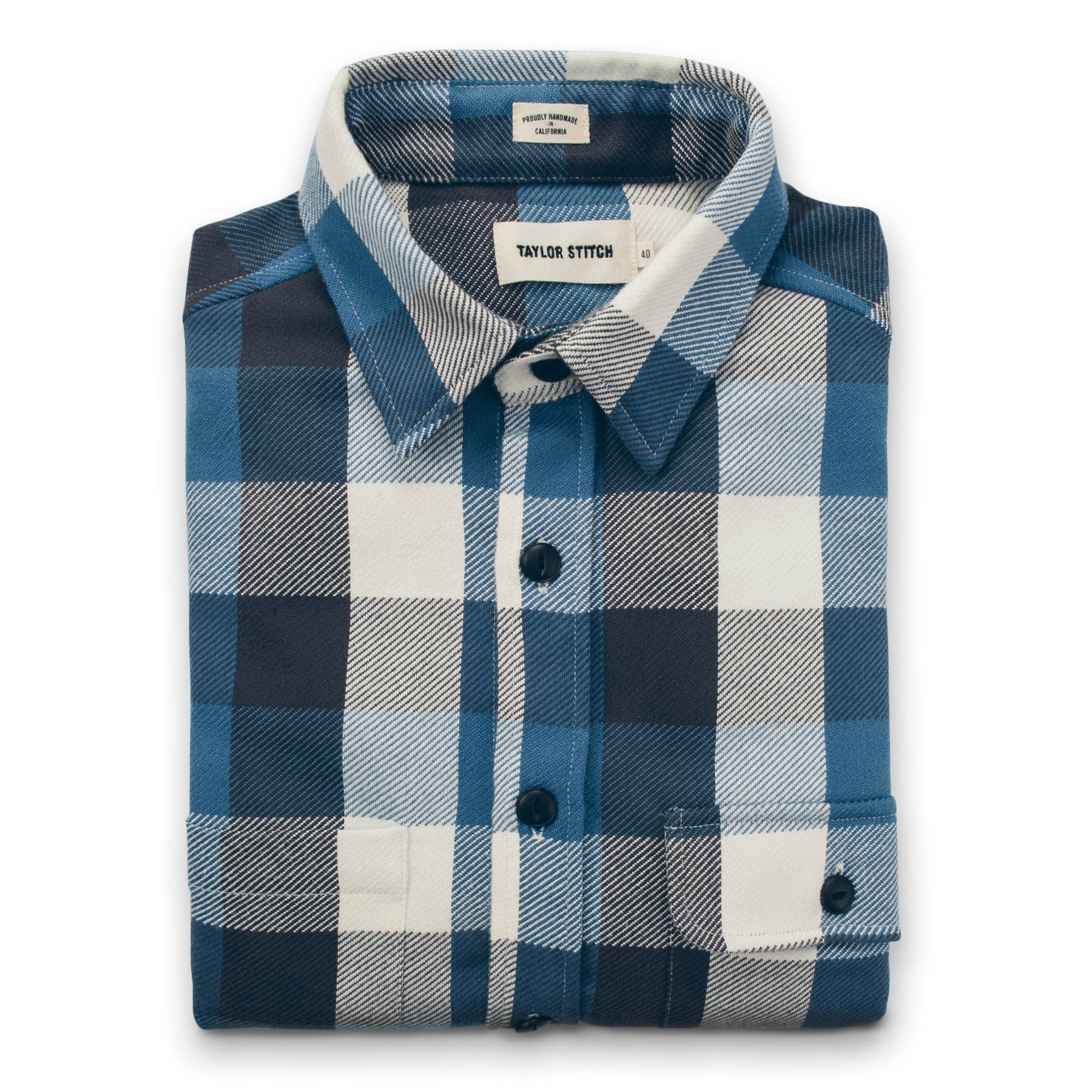 The Moto Utility Shirt in Blue Buffalo Plaid: Featured Image, Wovens by Taylor Stitch