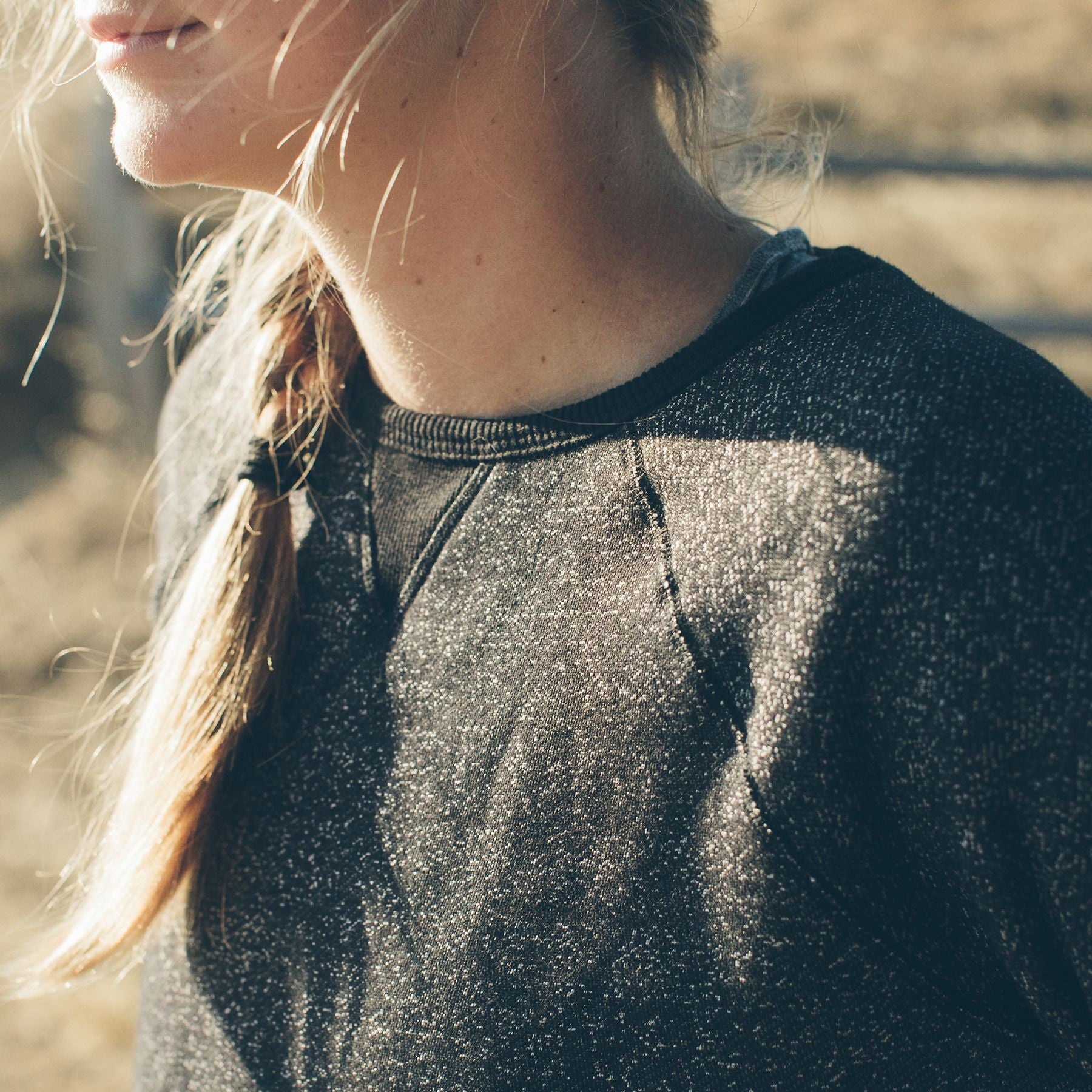 The Women's Apres Crewneck in Salt and Pepper Fleece: Alternate Image 1, Knits by Taylor Stitch