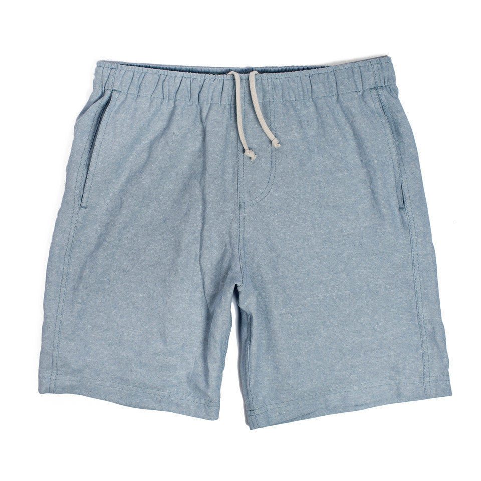 Sun Bleached Indigo Linen and Cotton Leisure Shorts: Featured Image, Pants by Taylor Stitch