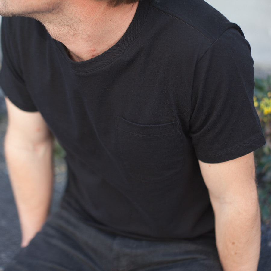 The Crewneck Pocket Tee in Black: Alternate Image 2, Knits by Taylor Stitch