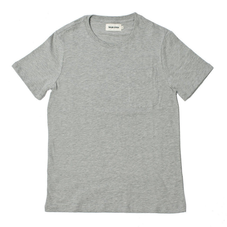 The Crewneck Pocket Tee in Heather Grey: Featured Image, Knits by Taylor Stitch