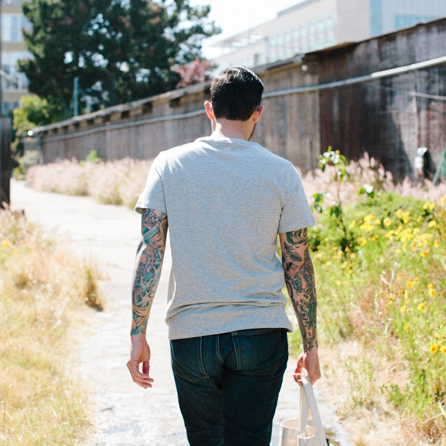 The Crewneck Pocket Tee in Heather Grey: Alternate Image 3, Knits by Taylor Stitch