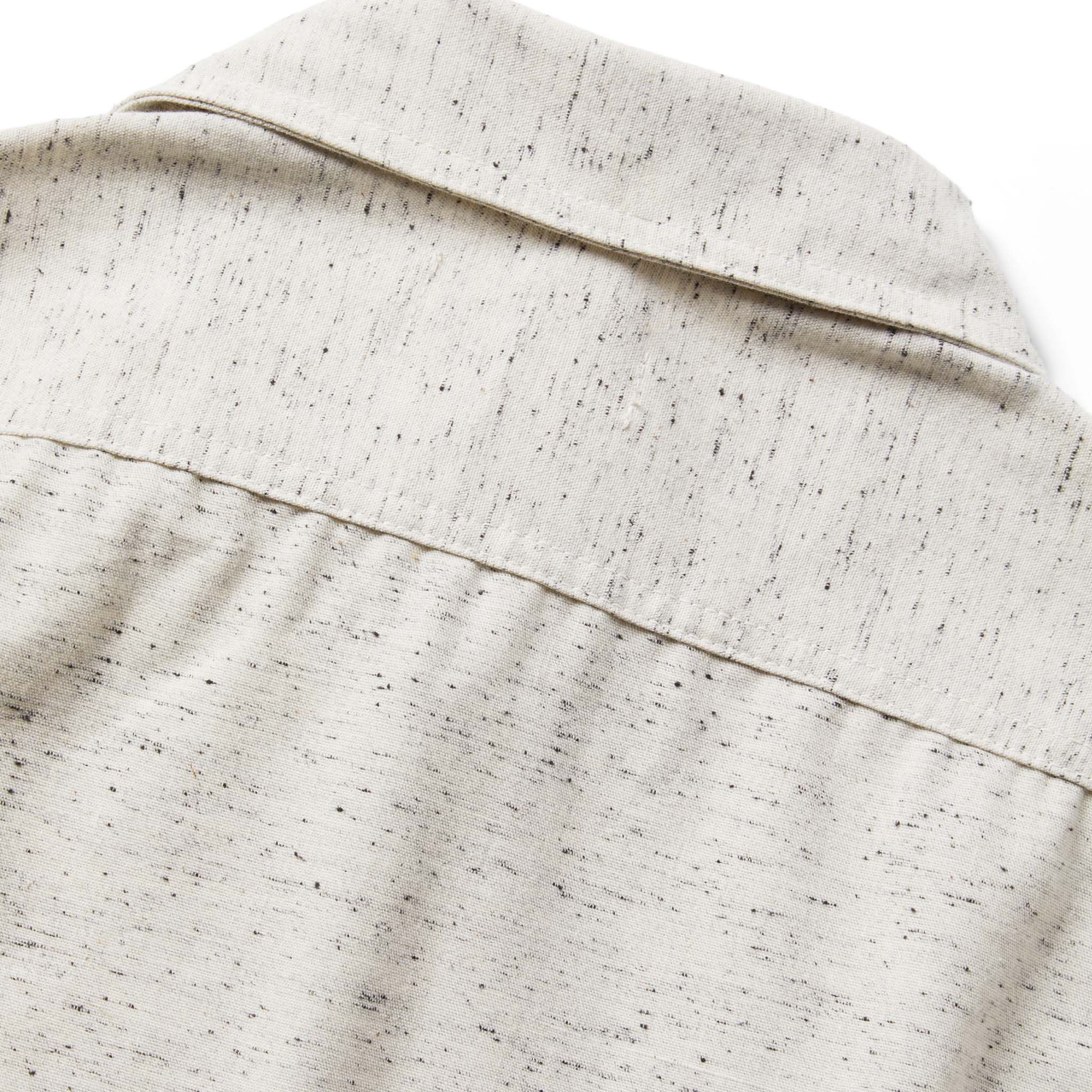 material shot of The Utility Shirt in Japanese Kuroki Natural Nep highlighting back yoke, Wovens by Taylor Stitch