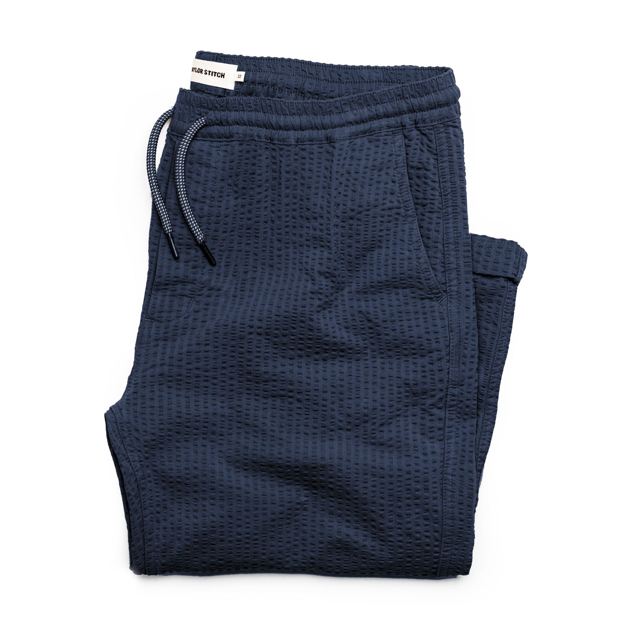 The Après Pant in Navy Seersucker: Featured Image, Bottoms by Taylor Stitch