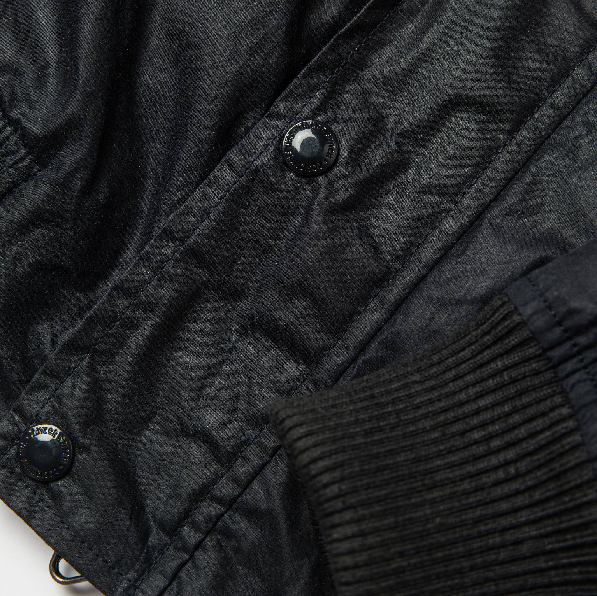 material shot of sleeve cuff and front plackett, Outerwear by Taylor Stitch